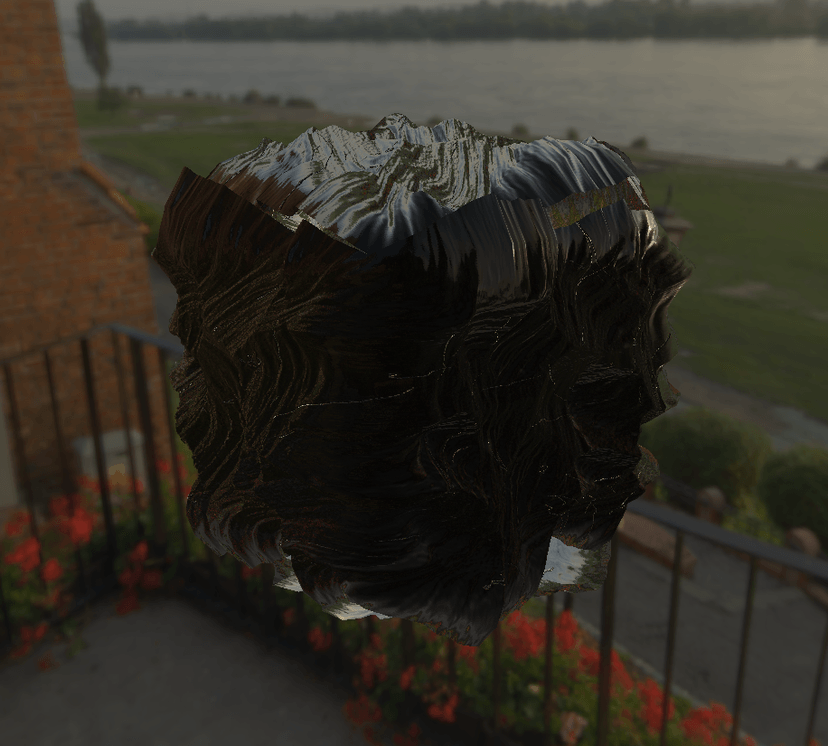 Full displacement of obsidian block.