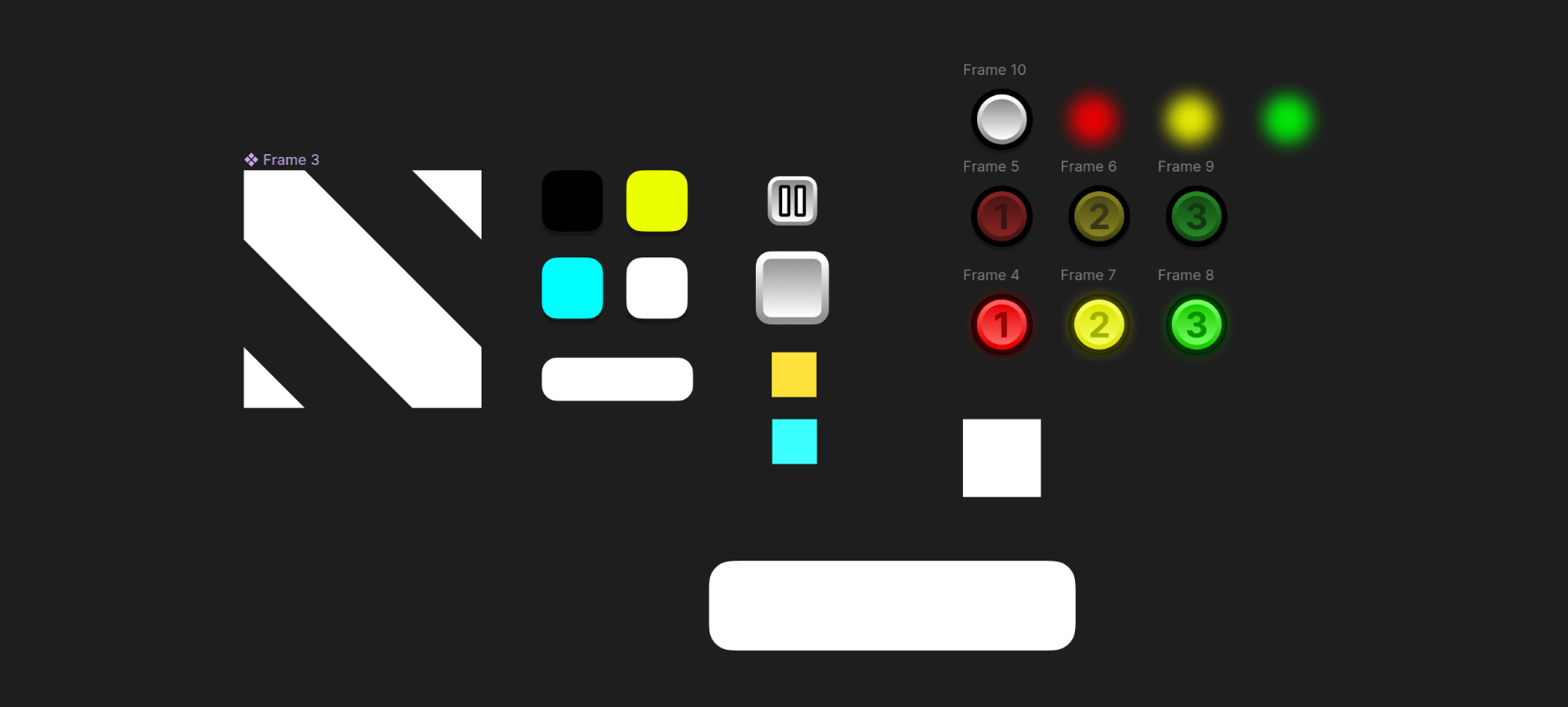 Each UI component is split into different parts and don't have color so I can set them in Unity and animate fading between colors.